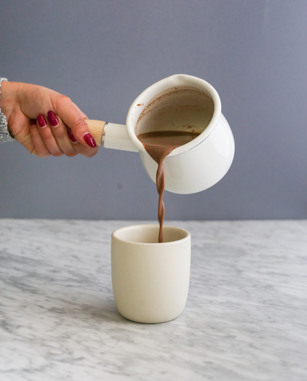 pouring hot chocolate